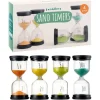 Pack 4 sabliers 1, 3, 5,10 minutes - 10 cm de haut - 4 cm de diamètre super lisible