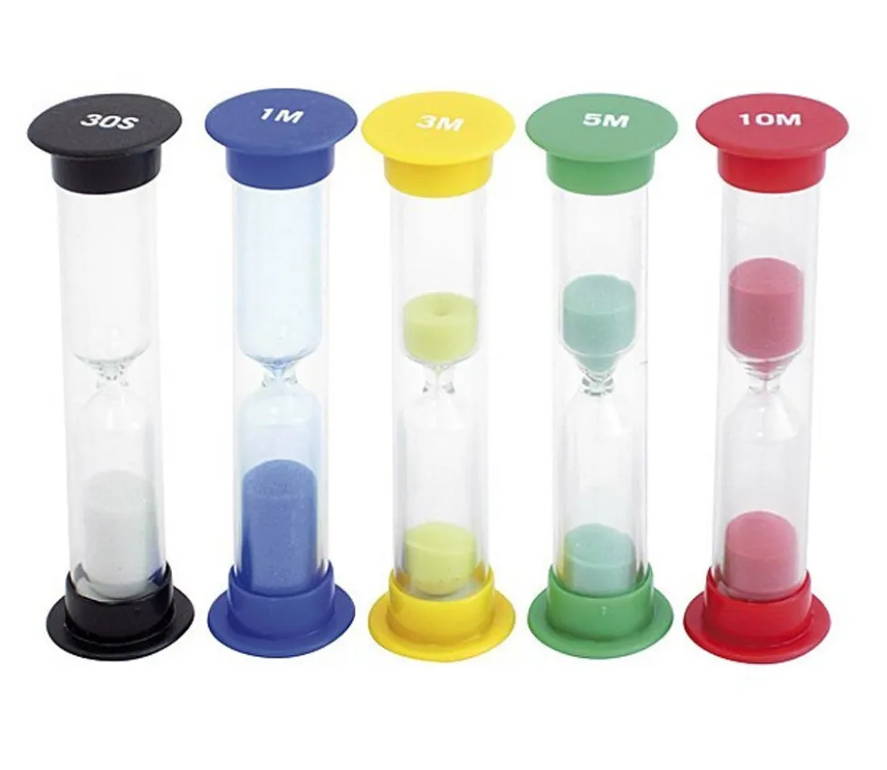 Pack 5 sabliers pour jeux : 30 sec,1,3,5 et 10 minutes - 9 cm MM