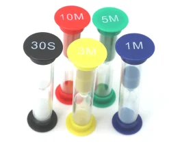 Pack 5 sabliers pour jeux : 30 sec,1,3,5 et 10 minutes - 9 cm MM