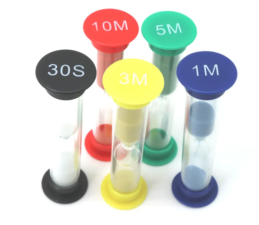 Pack 5 sabliers pour jeux : 30 sec,1,3,5 et 10 minutes - 9 cm MM