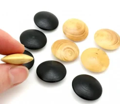 10 Palets galets buis jeu de go (5 noirs/5 naturels) 2.3 cm