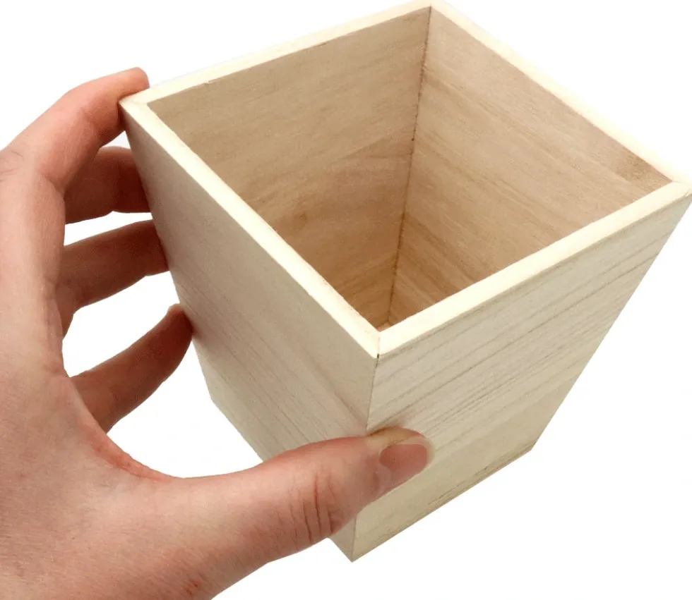 Panier bac récipient en bois 11.5 x 10 x 10 cm