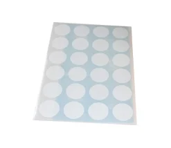 24 pastilles autocollantes blanches 30 mm