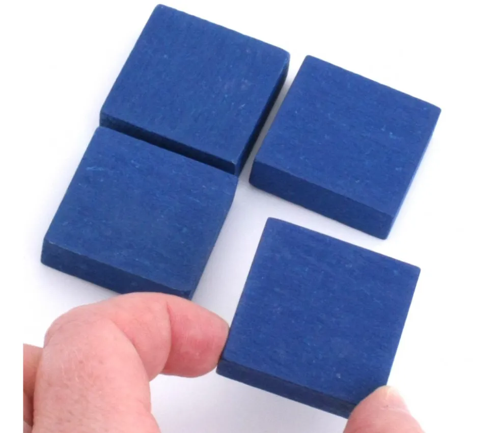 Pavé 34 x 34 x 10 mm jeton bleu vintage carré épais