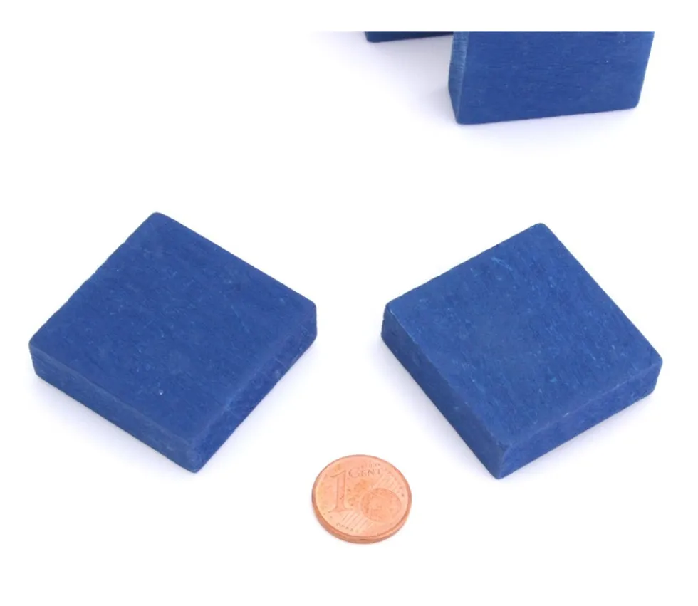 Pavé 34 x 34 x 10 mm jeton bleu vintage carré épais