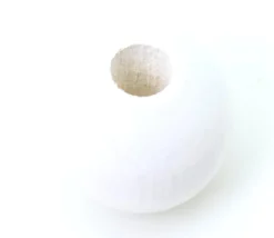 Perle bois couleur blanche de 2 cm trou de 7 mm unité