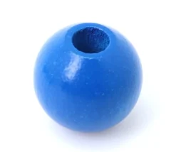 Perle bois couleur bleue de 2 cm trou de 7 mm unité