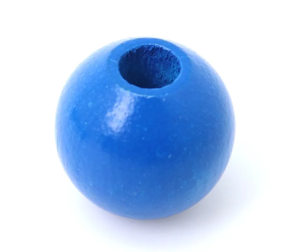 Perle bois couleur bleue de 2 cm trou de 7 mm unité