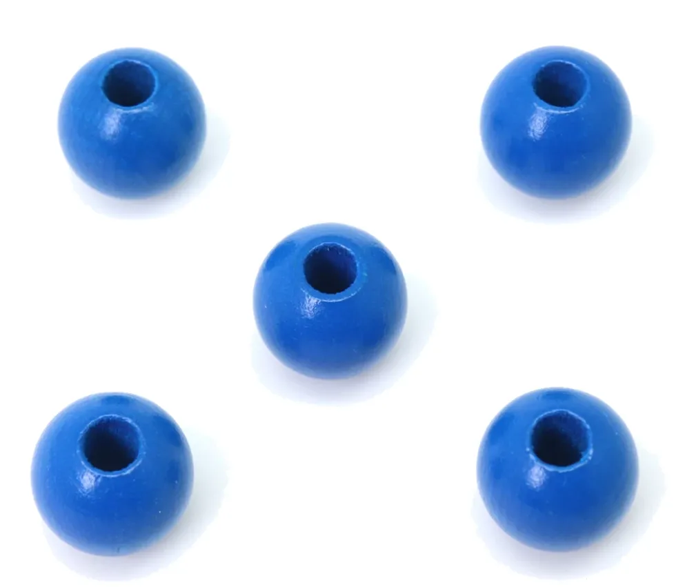 Perle bois couleur bleue de 2 cm trou de 7 mm unité