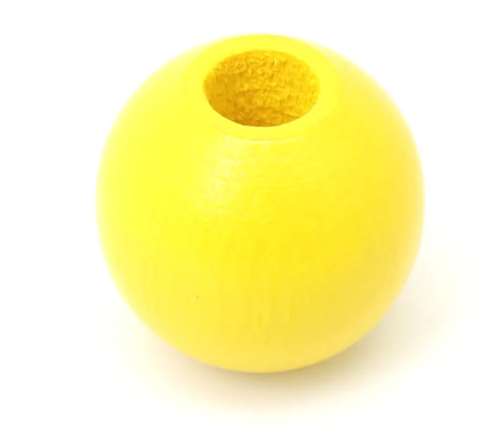 Perle bois couleur jaune de 2 cm trou de 7 mm unité
