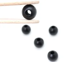 Perle bois couleur noire de 2 cm trou de 7 mm unité