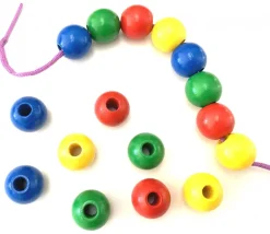 Perle bois couleur rouge de 2 cm trou de 7 mm unité