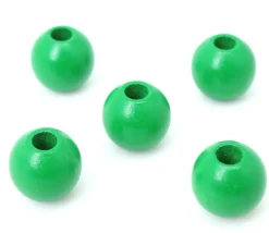 Perle bois couleur verte de 2 cm trou de 7 mm unité