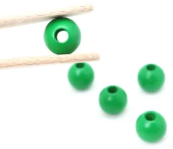 Perle bois couleur verte de 2 cm trou de 7 mm unité