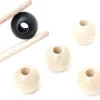 20 perles boules en bois de 2 cm - noir blanc et naturel