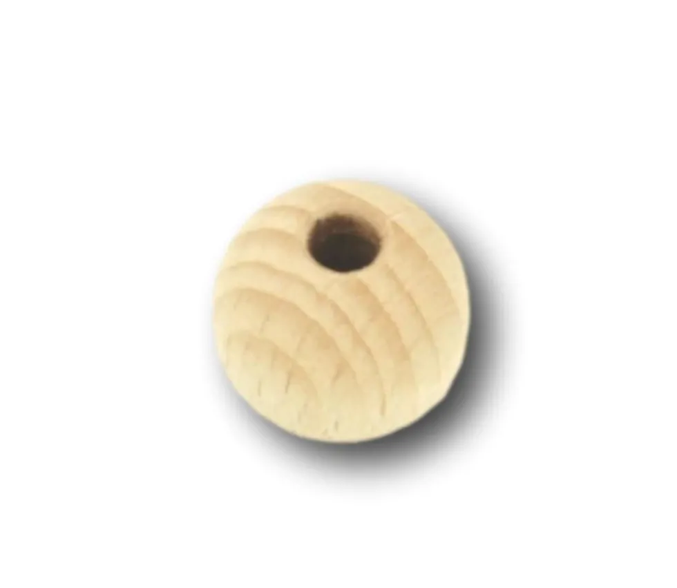50 perles en bois hêtre 1.5 cm - trou de 0.4 cm