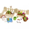 Petit jardin en bois miniature avec légumes, fleurs et accessoires