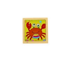 Petit puzzle 9 pièces en bois crabe