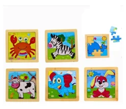 Petit puzzle 9 pièces en bois crabe