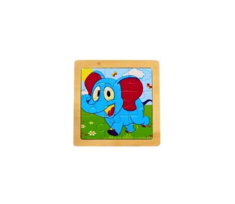 Petit puzzle 9 pièces en bois éléphant