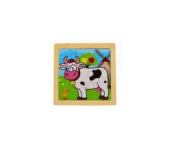 Petit puzzle 9 pièces en bois vache