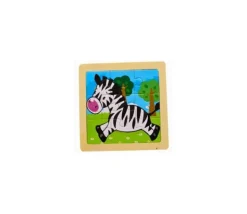 Petit puzzle 9 pièces en bois zèbre