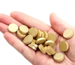 20 petits Pions ronds dorés en bois 1.5 cm - jeton de jeu COULEUR OR 15 x 4 mm