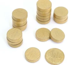 20 petits Pions ronds dorés en bois 1.5 cm - jeton de jeu COULEUR OR 15 x 4 mm