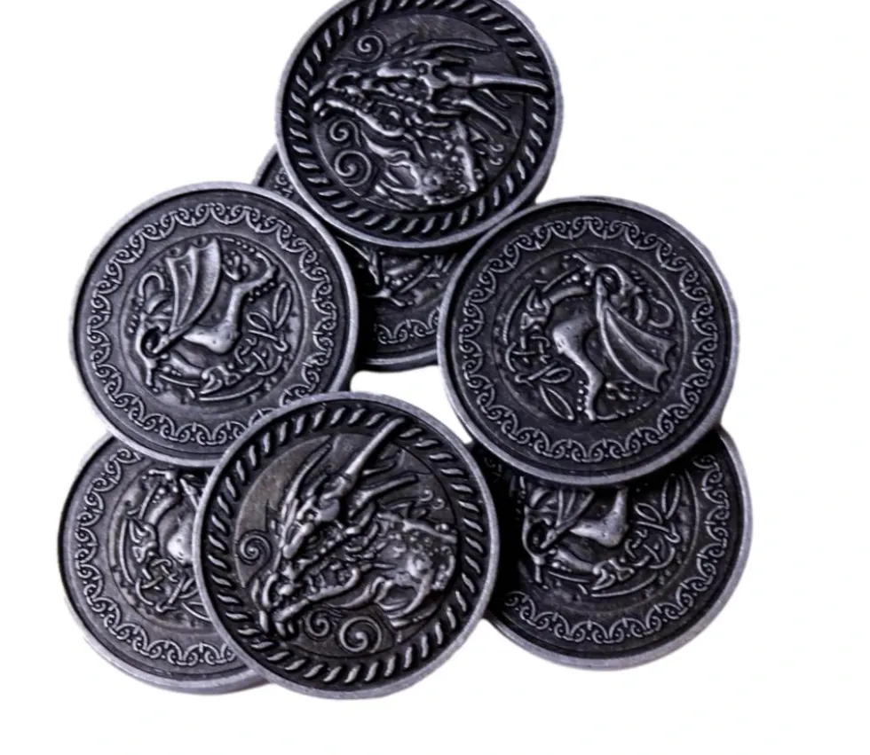 Pièce métal argenté Forged dragon à l'unité