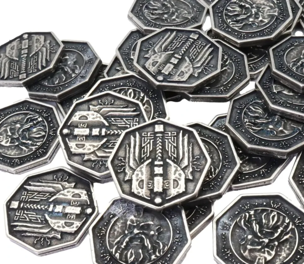 Pièce métal argent Forged Dwarven 34 mm octogonale