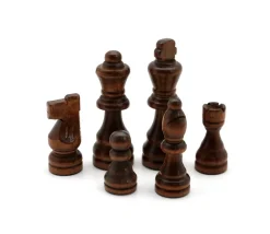 32 Pièces échecs bois T2 (marron/naturel) + coffret en bois