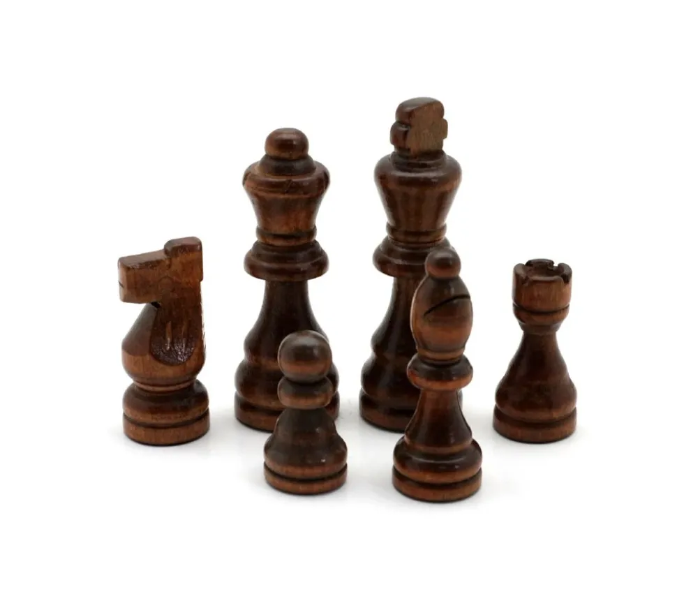 32 Pièces échecs bois T2 (marron/naturel) + coffret en bois