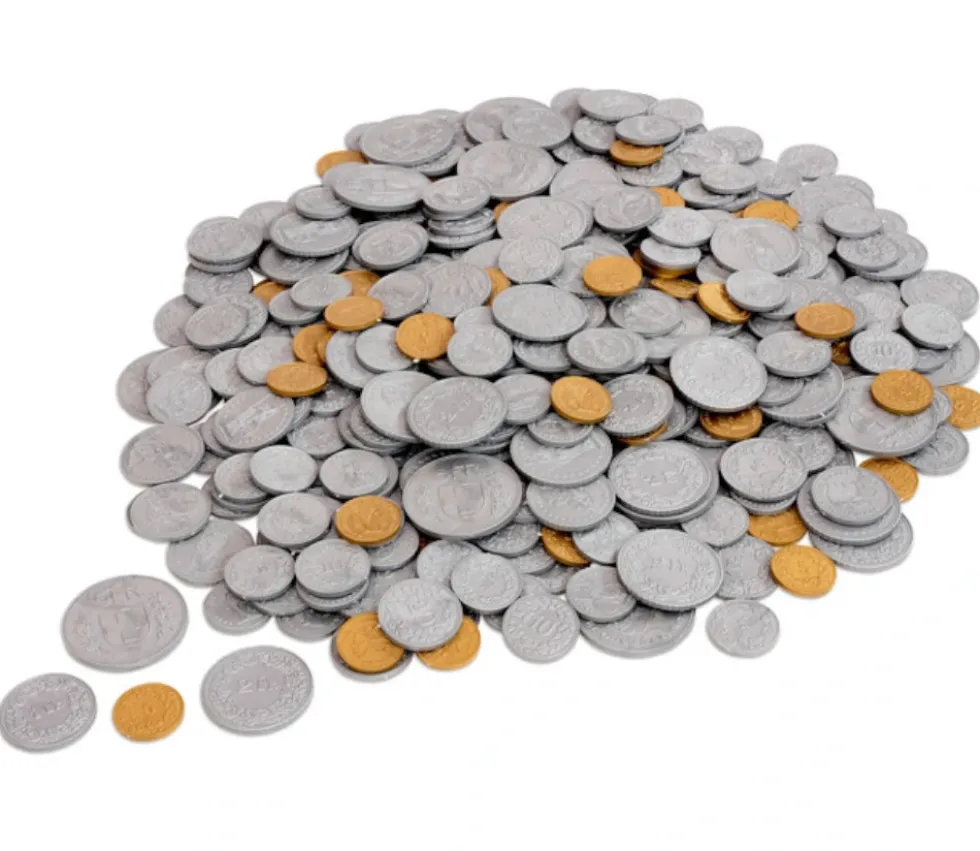 70 Pièces Franc Suisse en plastique monnaie pour jeu