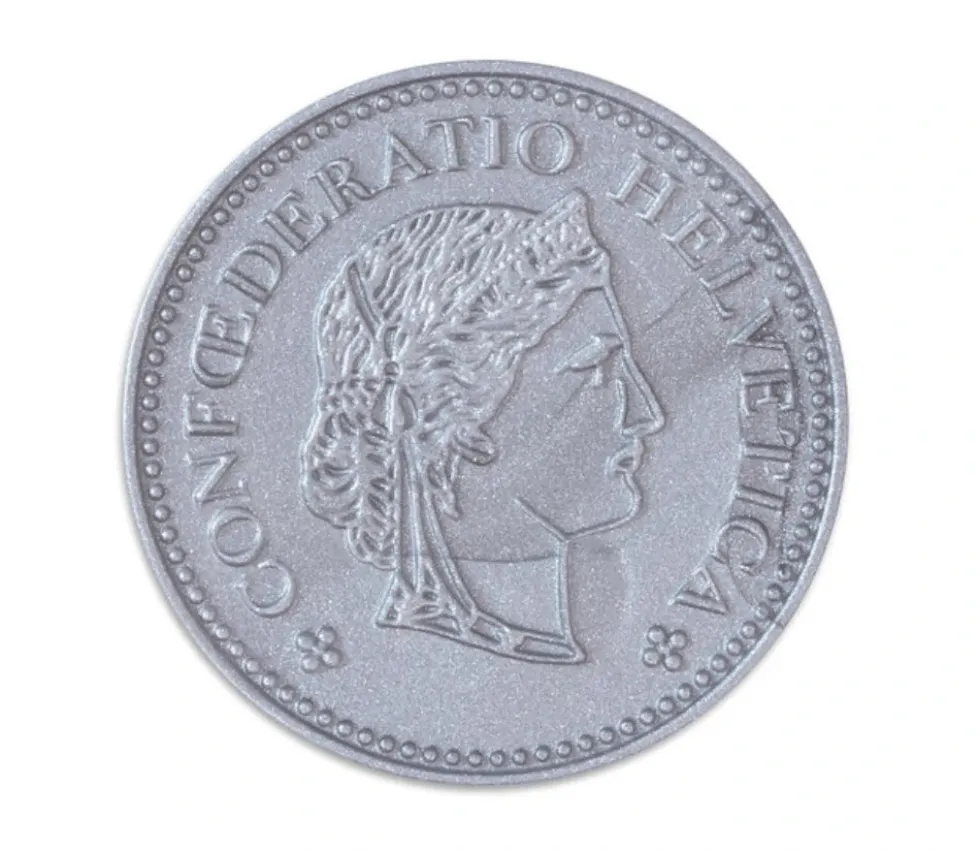 70 Pièces Franc Suisse en plastique monnaie pour jeu