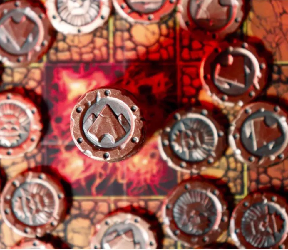 35 pièces métal cuivrées pour jeu L'Antre du Roi de la Montagne