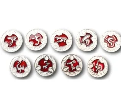 22 Pièces métal et émail rouge RPG Spell Tokens