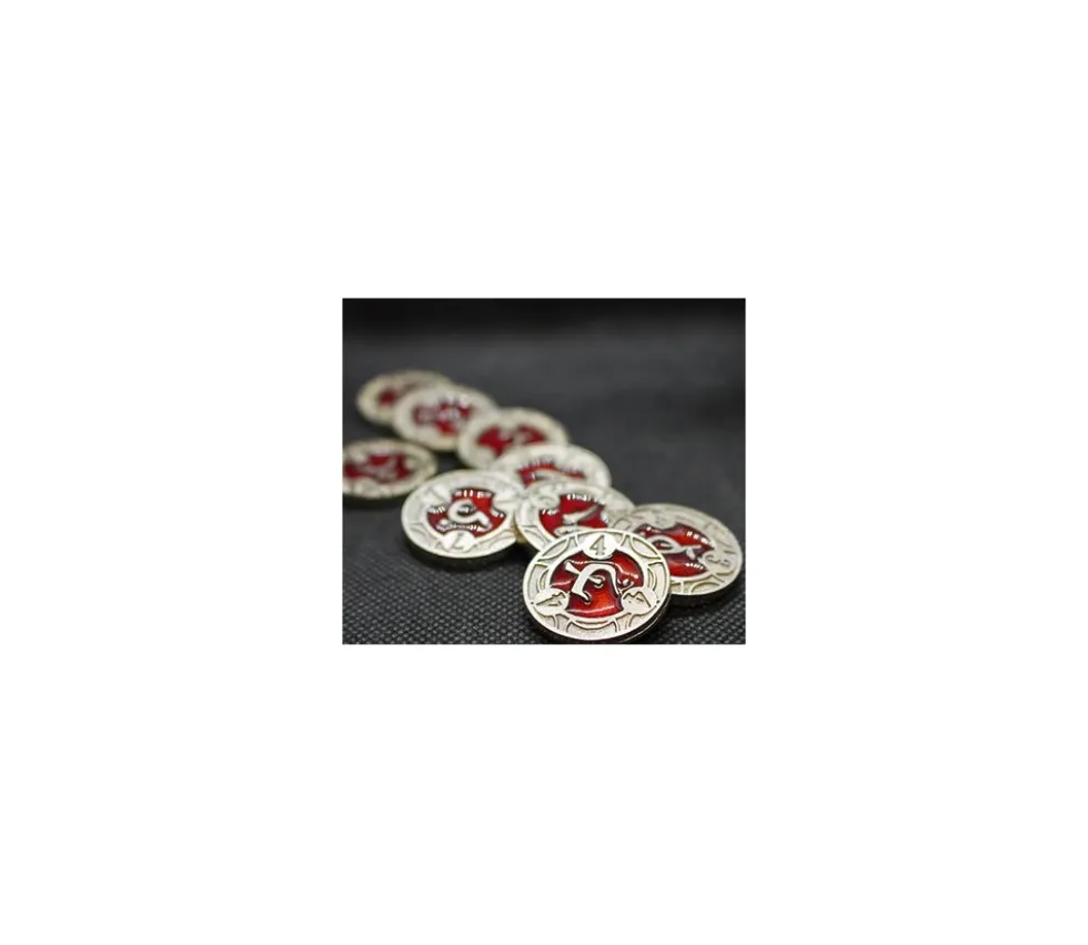 22 Pièces métal et émail rouge RPG Spell Tokens