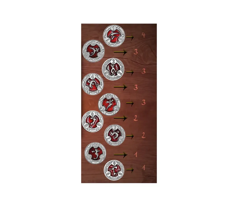 22 Pièces métal et émail rouge RPG Spell Tokens