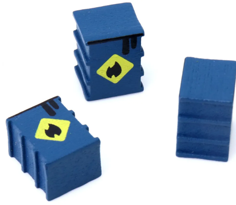 Pion baril pétrole / bidon huile en bois 15 x 10 x 10 mm pour jeu