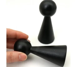 Pion bois XXL 10 cm noir pour jeu. Grand pion 100 mm diam 43 mm