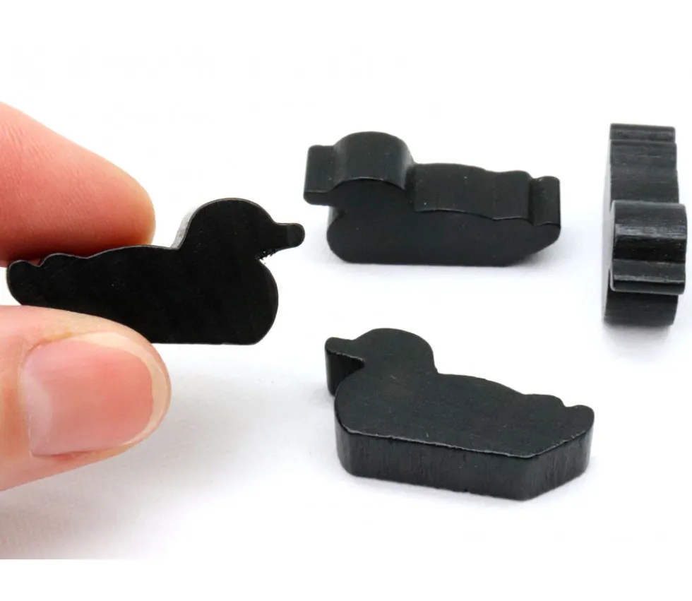 Pion canard noir en bois 30x15x8 mm pour jeu