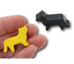 Pion Chat / tigre jaune en bois pour jeu 30x19x8 mm