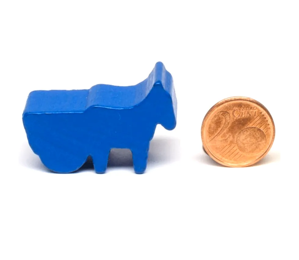 Pion cheval bleu avec charrette en bois 38 x 25 x 15 mm à l'unité