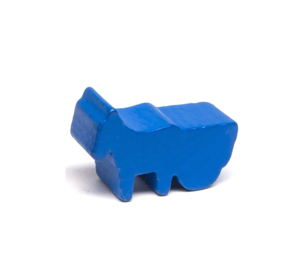 Pion cheval bleu avec charrette en bois 38 x 25 x 15 mm à l'unité