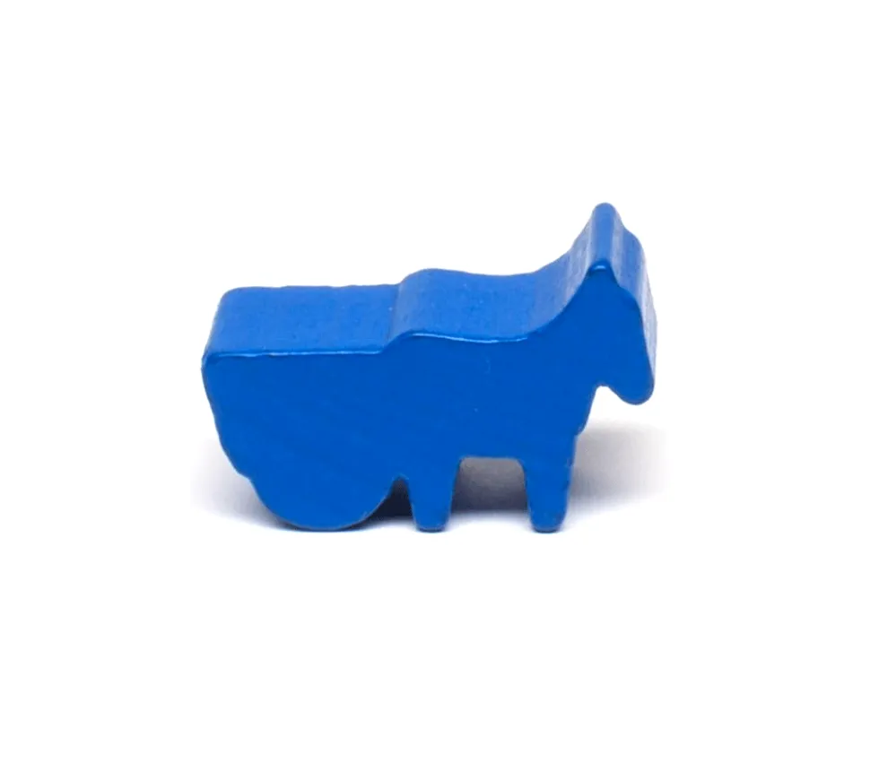 Pion cheval bleu avec charrette en bois 38 x 25 x 15 mm à l'unité