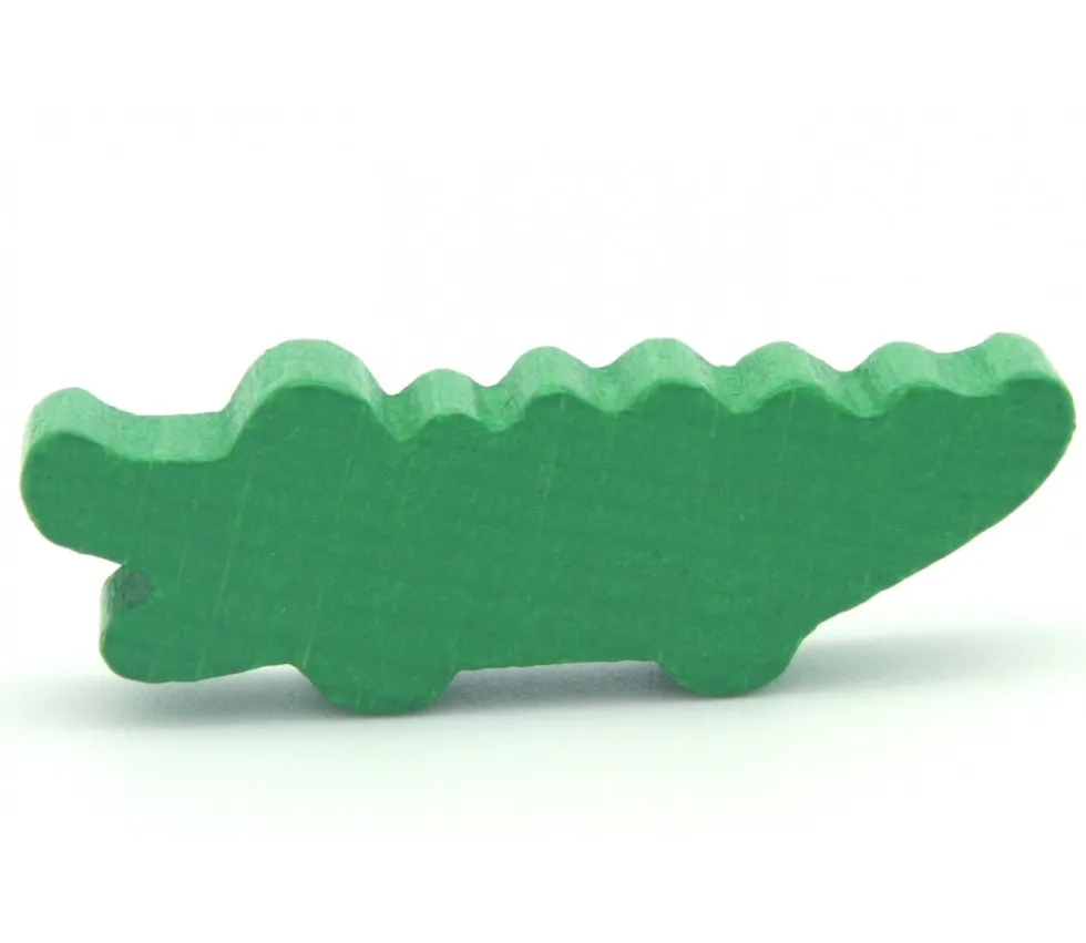 Pion crocodile vert en bois