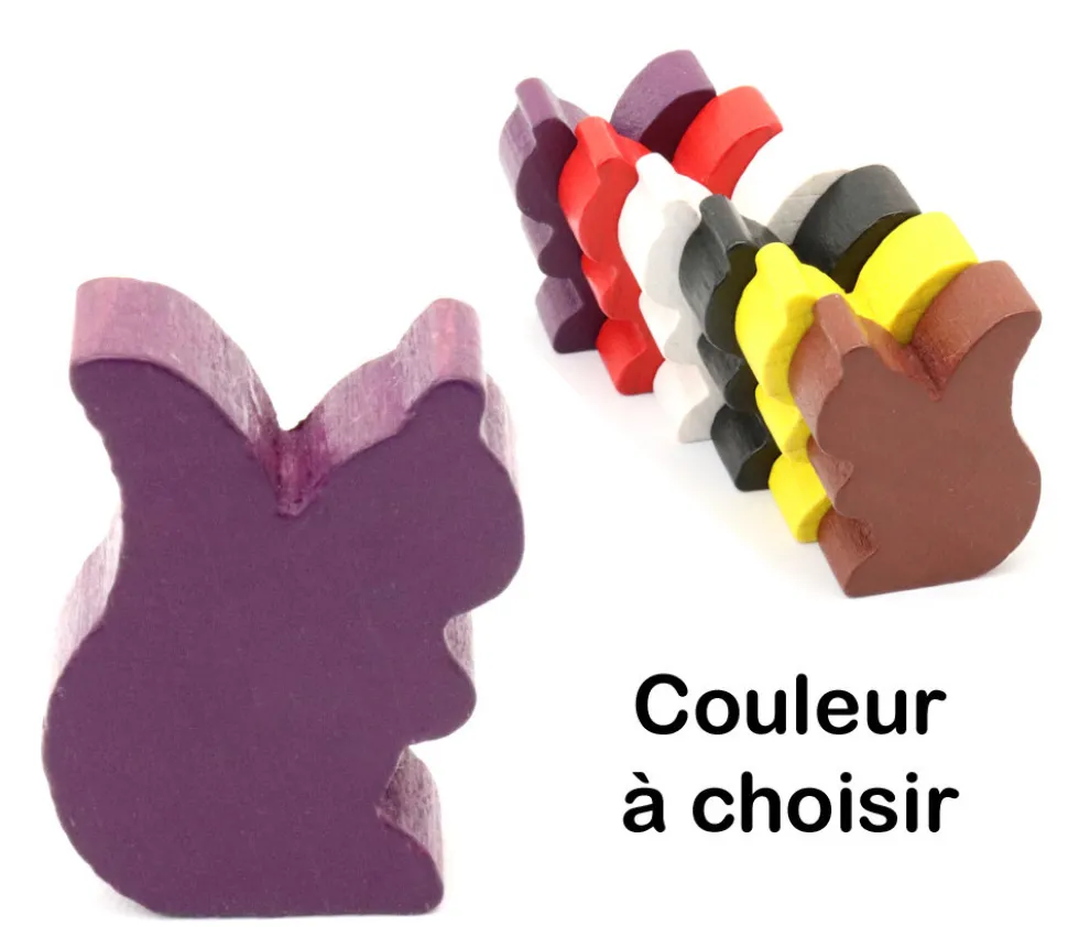 Pion écureuil en bois coloré pour jeu de 25 x 19 x 8 mm à l'unité