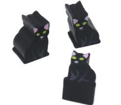 Pion de jeu chat noir en bois 15 x 11 x 10 mm
