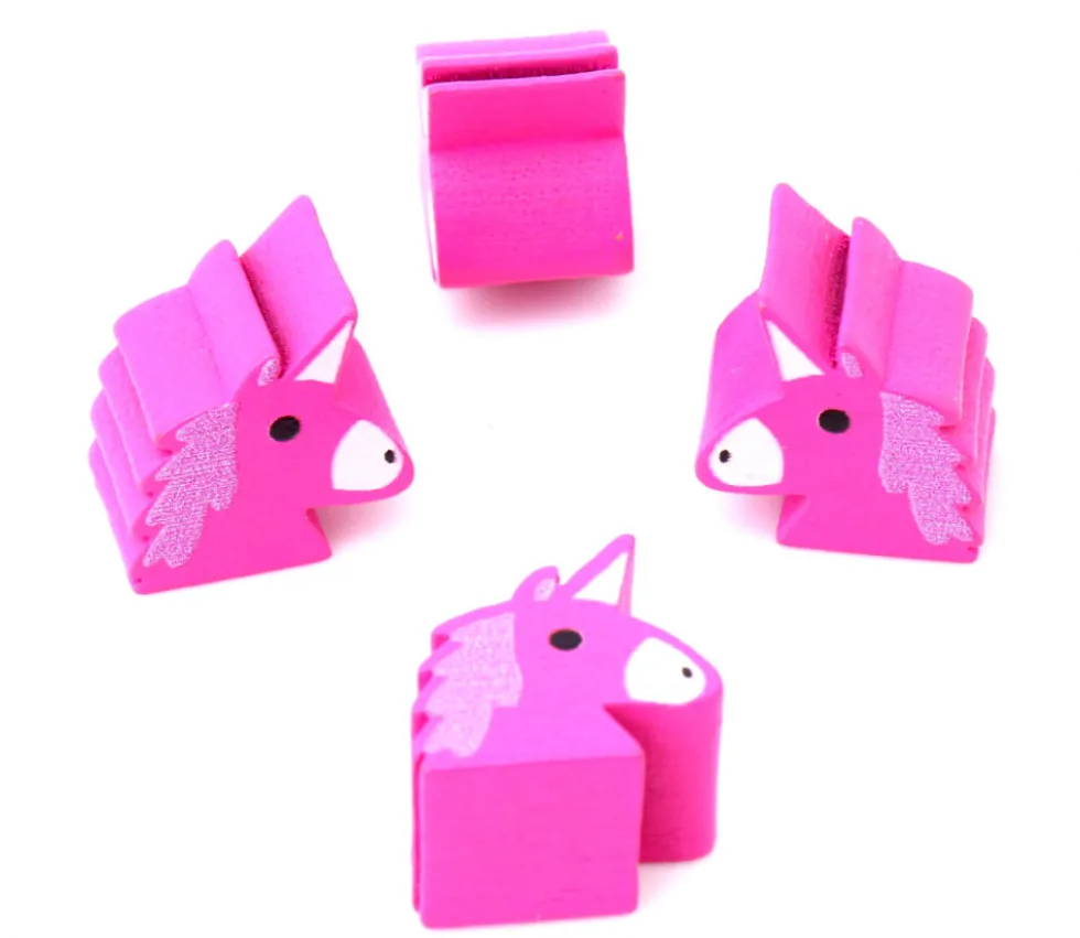 Pion de jeu Licorne rose en bois 15 x 14 x 10 mm