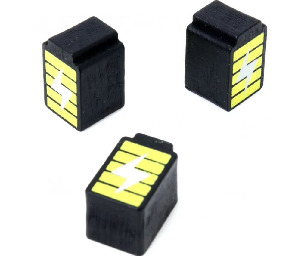 Pion de jeu pile batterie en bois 15 x 9 x 10 mm